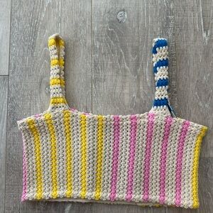 Vibrant Striped Crochet Crop Top Zara